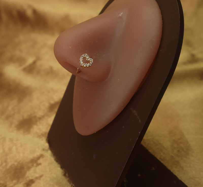 Tiny Heart Gemstone Nose Hoop Ring - YoniDa&