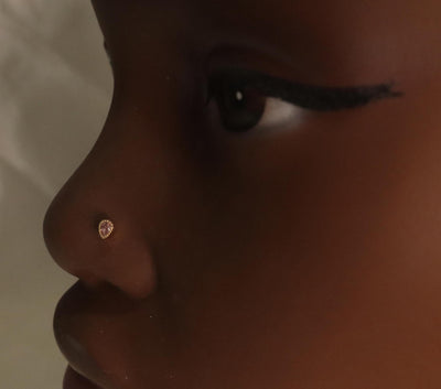 Tiny Oval Pink Nose Stud Piercing Jewelry - YoniDa'Punani