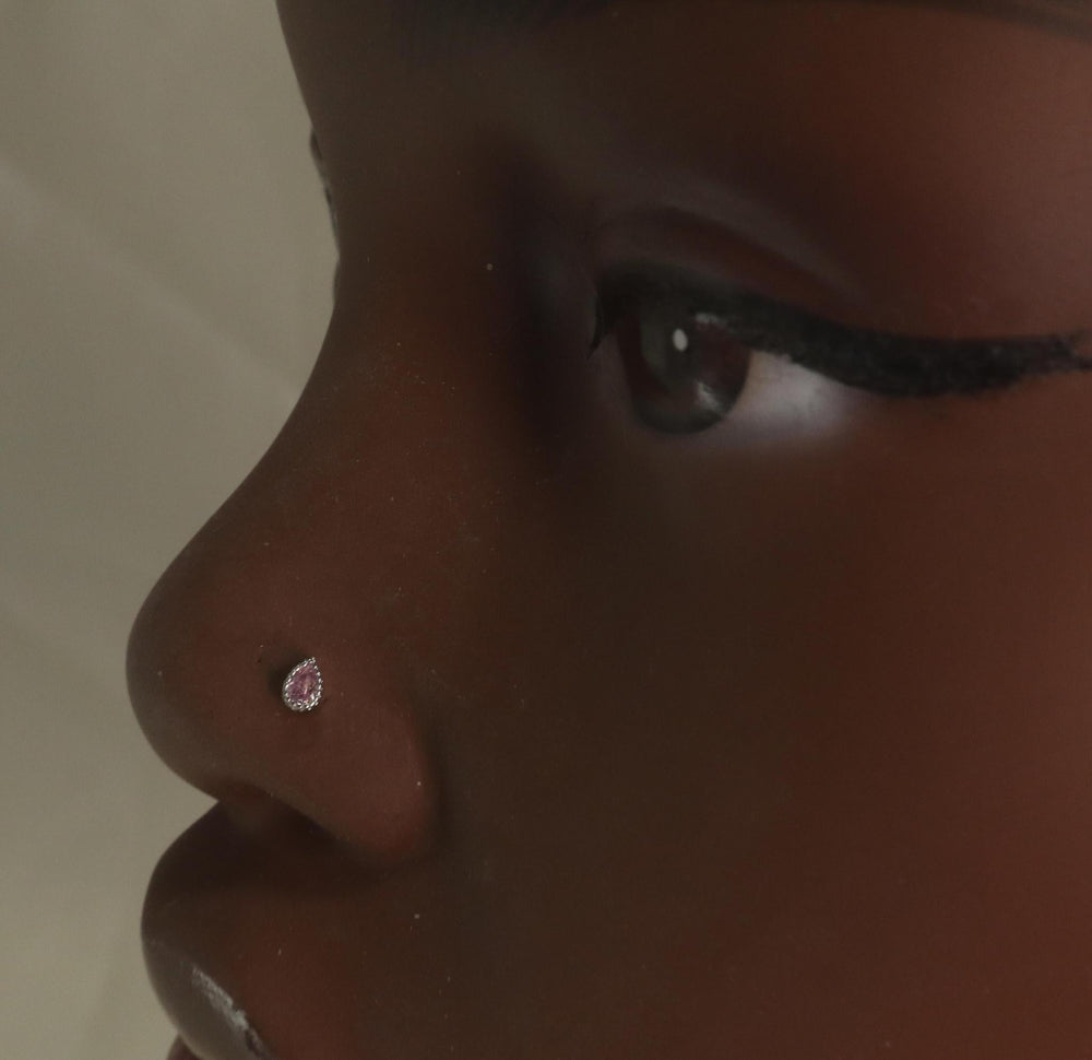 Tiny Oval Pink Nose Stud Piercing Jewelry - YoniDa'Punani