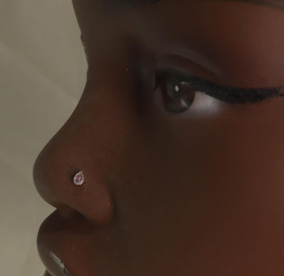 Tiny Oval Pink Nose Stud Piercing Jewelry - YoniDa'Punani