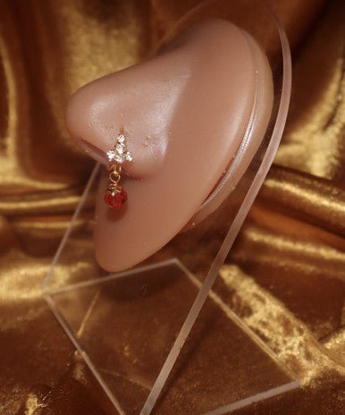 Tonea Gold Dangle Nose Hoop Ring Piercing Jewelry - YoniDa'Punaninose hoop