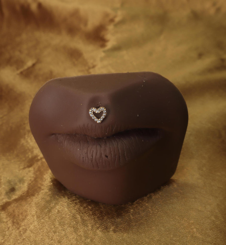 Trendy titanium Heart Shaped Lip labret Ring - YoniDa'Punani