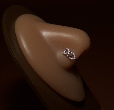 Triple Heart Crawler Nose Stud Piercing - YoniDa'Punaninose stud