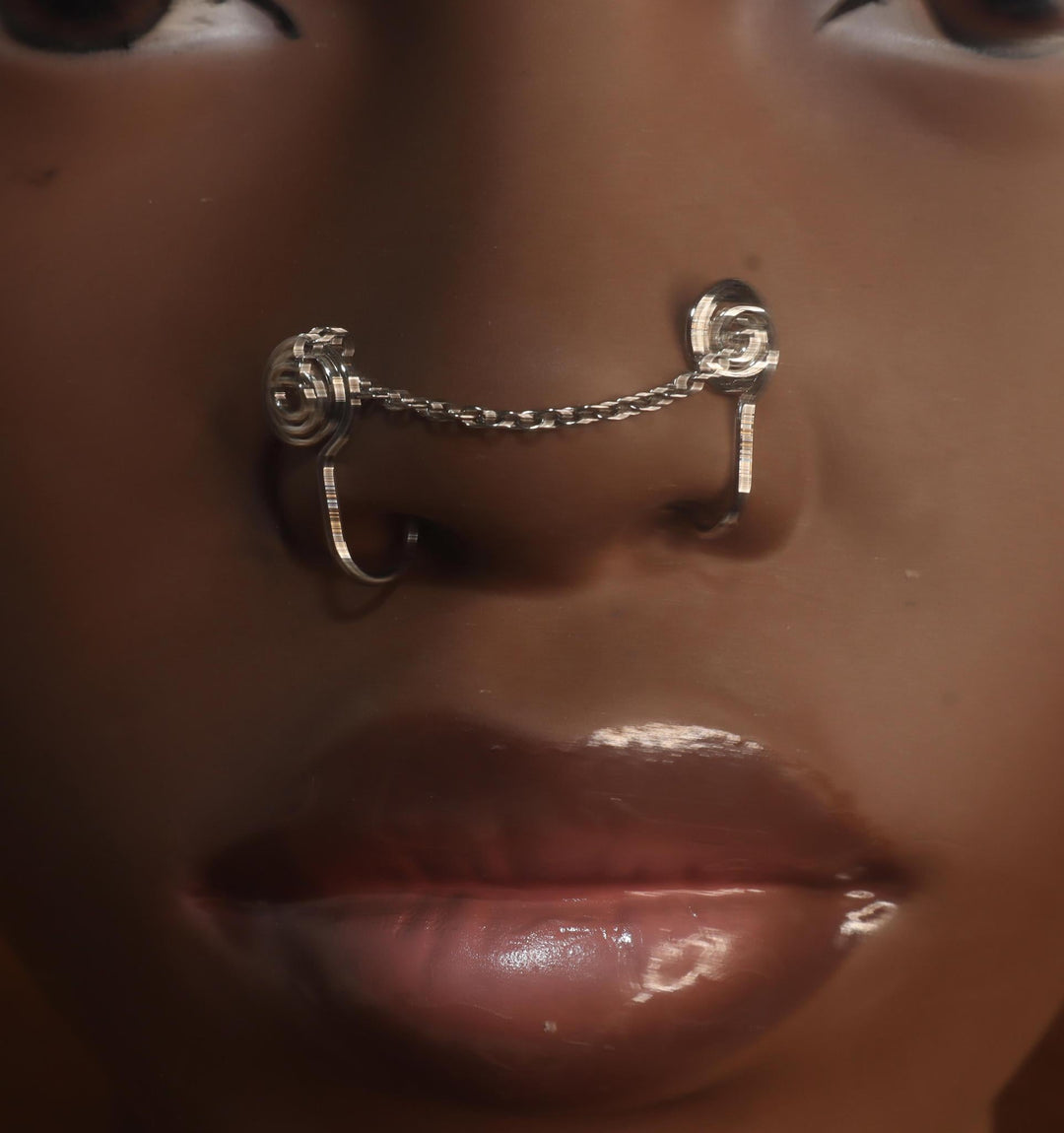 Two In One Nose Cuff Chain non piercing Jewelry - YoniDa'Punani