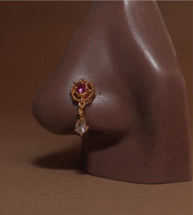 Unfazed Dangle Cz Nose Stud Piercing Jewelry - YoniDa'PunaniNose Stud