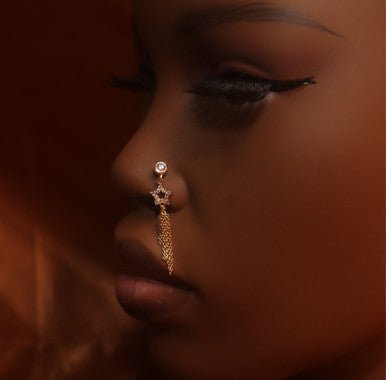 Dangle CZ Gem Star Nose Stud Piercing Jewelry - YoniDa&