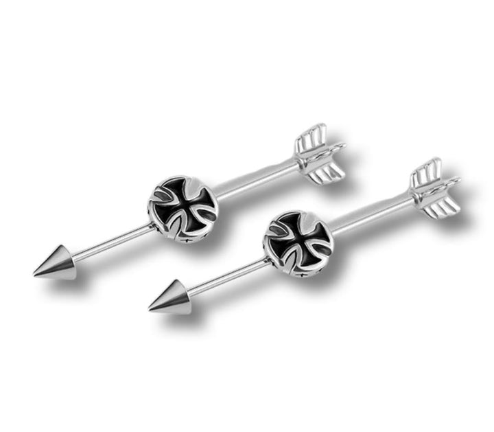 X Cross Arrow Industrial Barbell Body Piercing - YoniDa'Punani