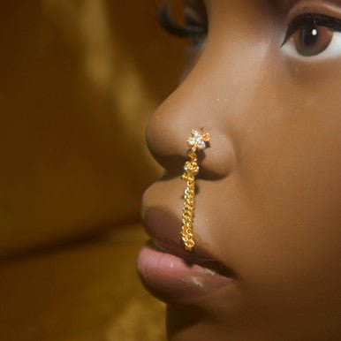 X Mark Long Dangle Chain Nose Hoop Ring Piercing \ - YoniDa'Punaninose hoop