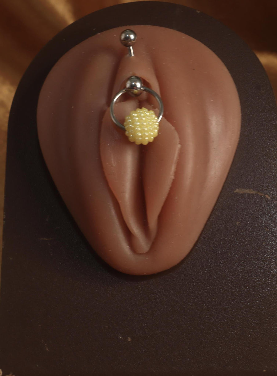 Yellow Pearl Intimate Genital Body Piercing Jewelry - YoniDa'Punani